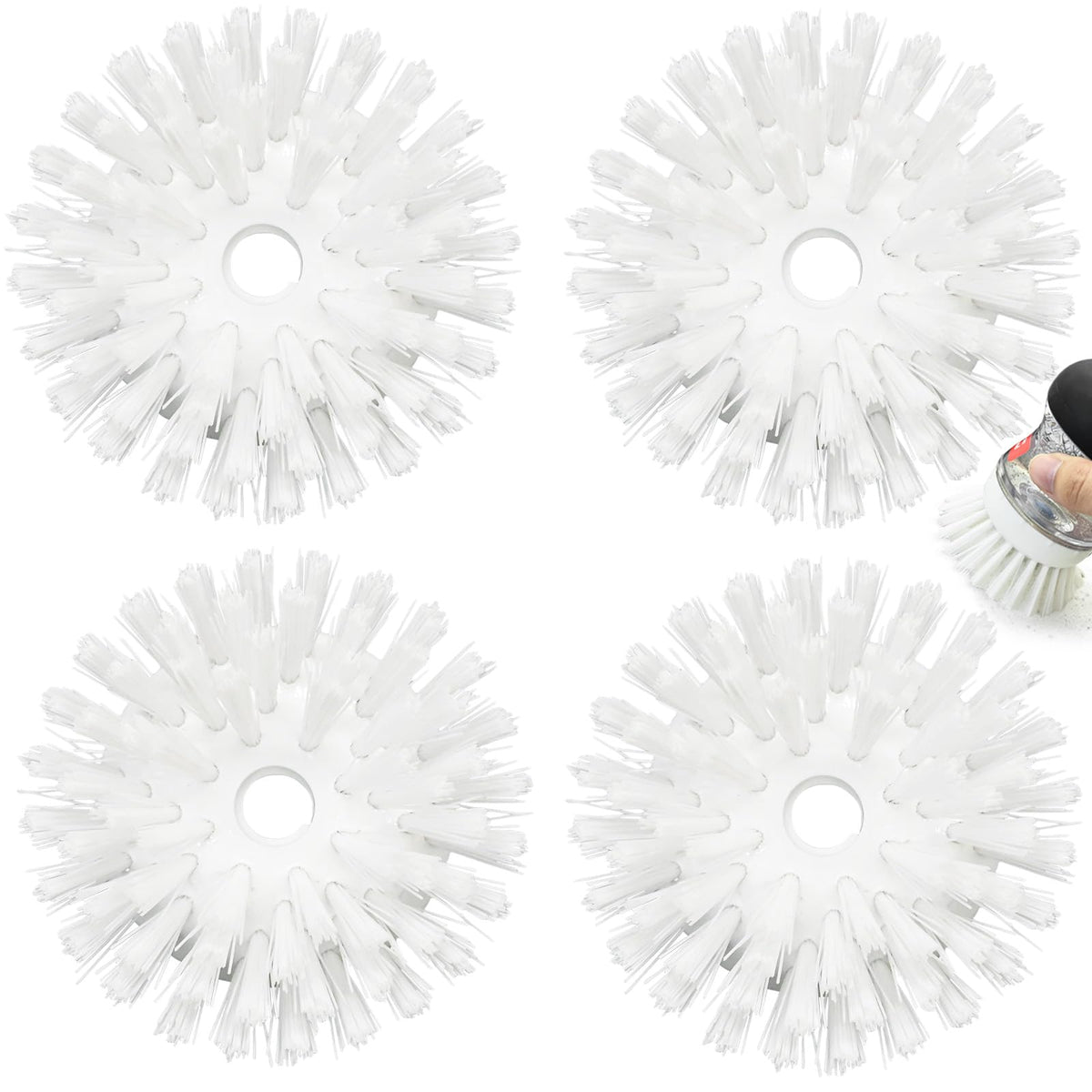 Palm Brush Refills for OXO Soap Dispensing Dish Brush - 4 Pack Cleaning Replacement Brush Head for OXO Palm Brush(White)