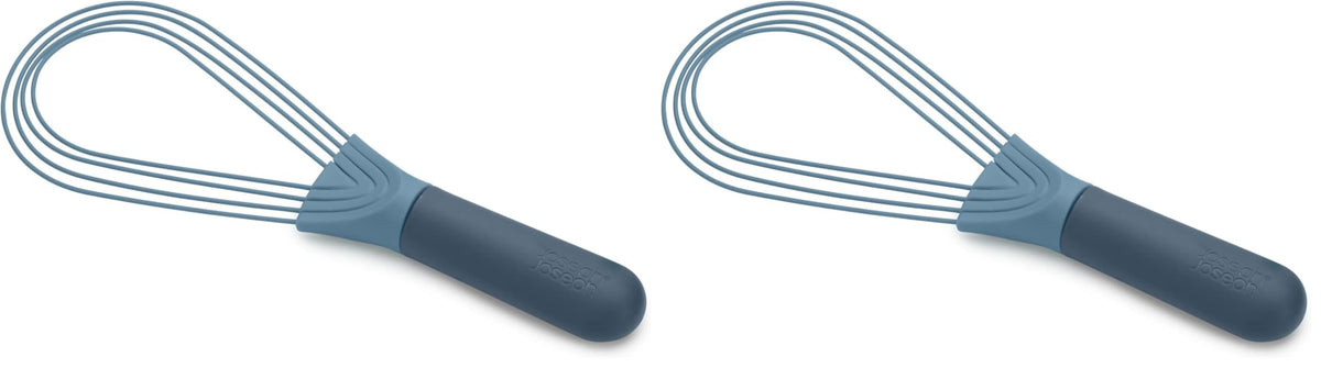 Joseph Joseph Twist Whisk 2-In-1 Collapsible Balloon and Flat Whisk Silicone Coated Steel Wire, Sky Blue (Pack of 2)
