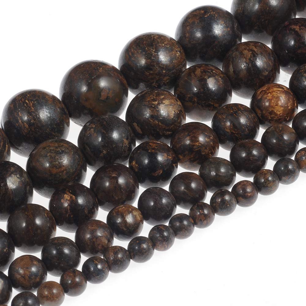 10mm Natural Bronzite Gemstone Round Loose Beads Crystal Stone Bracelet Necklace Accessories Crafts for Jewelry Making DIY,1 Strand 15"