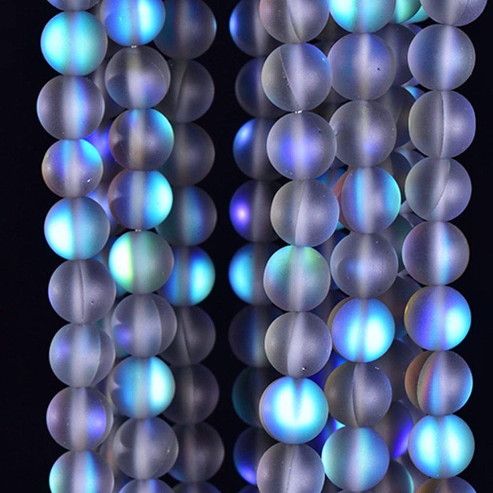 Asingeloo 38PCS 10mm Natural Gray Mystic Aura Quartz Gemstone Frosted Matte Titanium Round Loose Spacer Beads 15 inch Full Strand Crystal Healing Power Quartz
