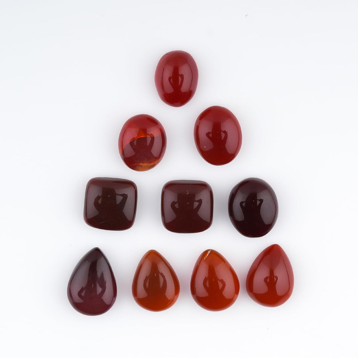 ColouredRocks (8-9 pcs. MEXICAN FIRE OPAL, Mix Shape, Natural Cabochon Crystals, Loose Gemstone, Wholesale Polished Supply, Jewelry Making, DIY Craft, Gem Collection (8-12 mm.)