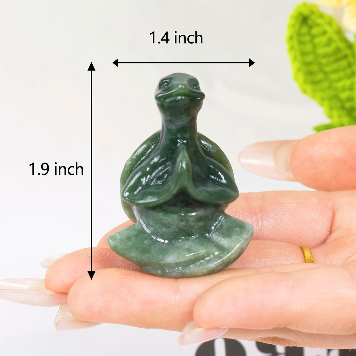 QLRSUXN Green Jade Sea Turtle Meditation Crystal Yoga Sculpture,Hand Carved Healing Figurine Spiritual Decor Chakra Balancing Gift,Zen Statue for Home Office Decorations