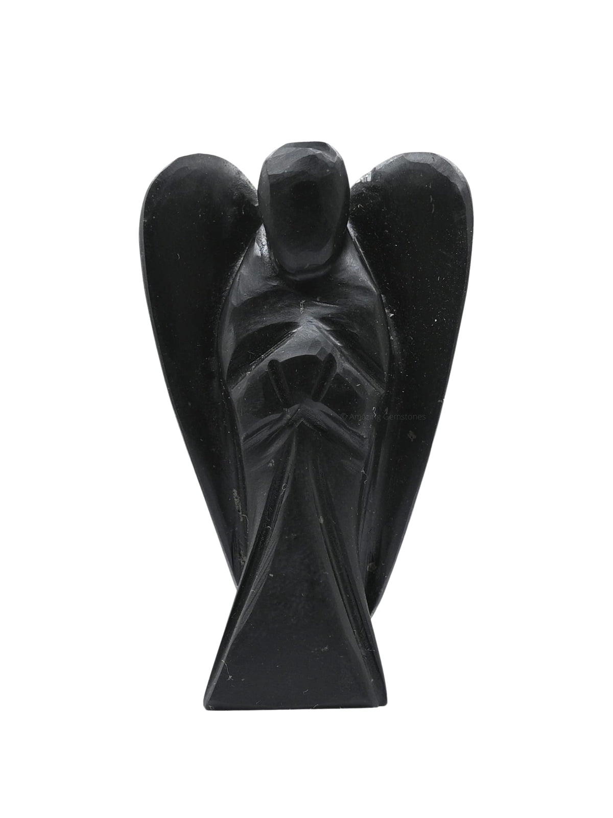 Amazing Gemstone Shungite Crystal Guardian Angel Figurines Ornament for Healing Birthstone, Decoration Statue (Hand Carved Pocket Gemstone Angel) (2 inch)