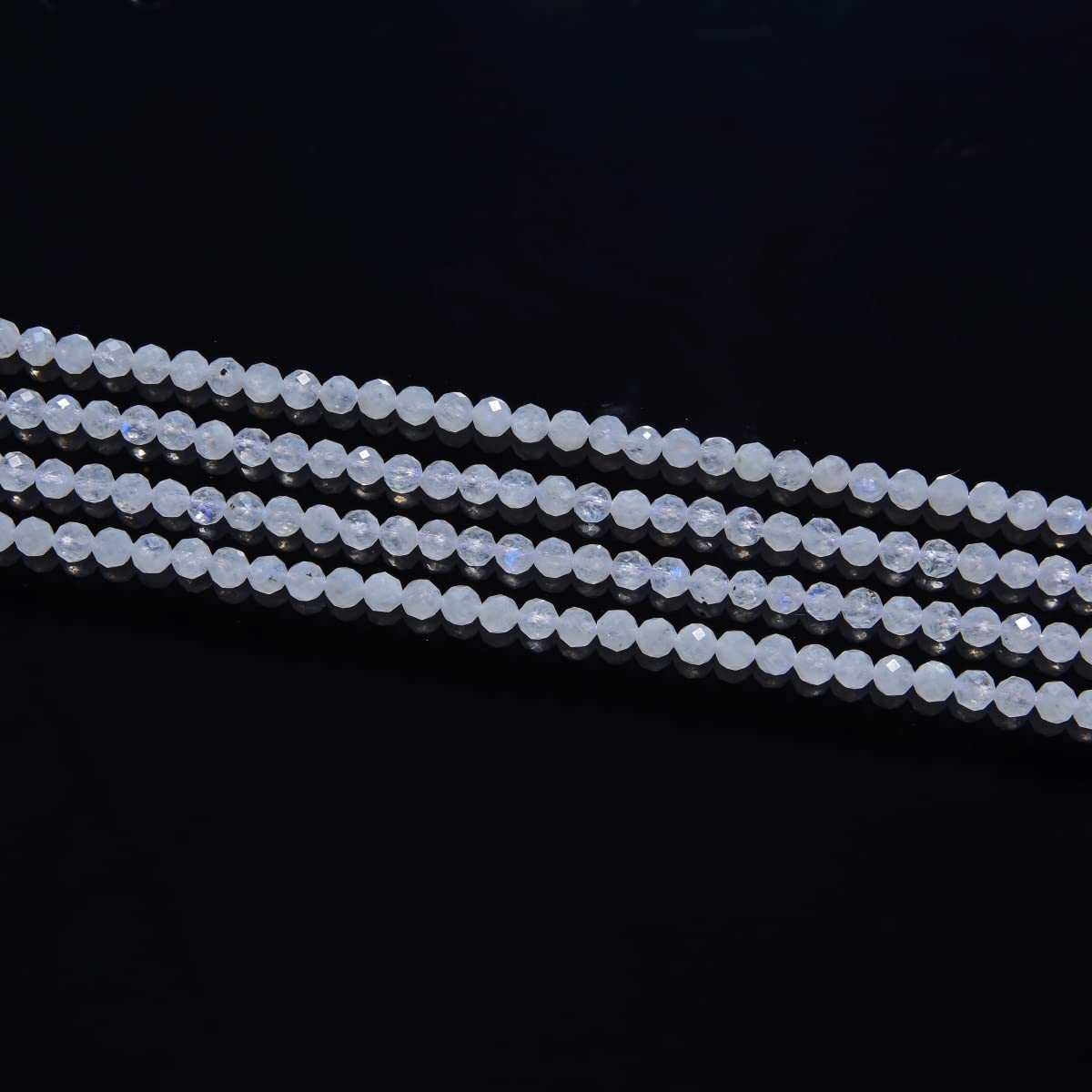 Adabele 15 Inch Natural Blue Flash Moonstone Healing Gemstone 3mm (0.12 Inch) Tiny Small Faceted Round Loose Beads Stone Spacer (110-120pcs) for Craft Jewelry Making GK3-7
