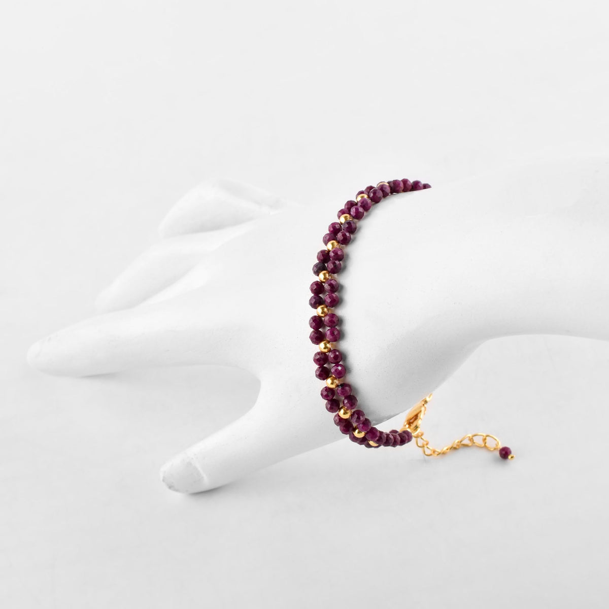 InfinityGemsArt Artisan Ruby Bracelet for Women – Natural July Birthstone Pink Gemstone, Handmade 14K Gold Plated Adjustable Chain, Dainty Chakra Jewelry, Christmas Gift for Her