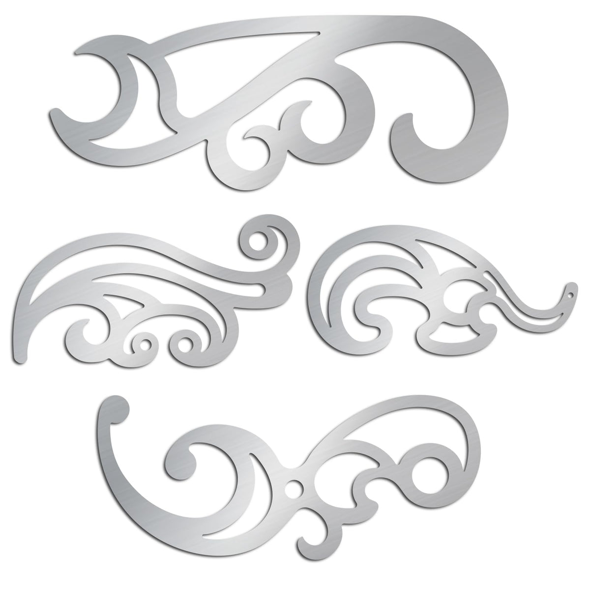 ORIGACH 4 Pcs Stainless Steel French Curve Ruler Metal Drafting Stencils Stainless Steel Template Rulers for Leather Sewing DIY Craft Supplies