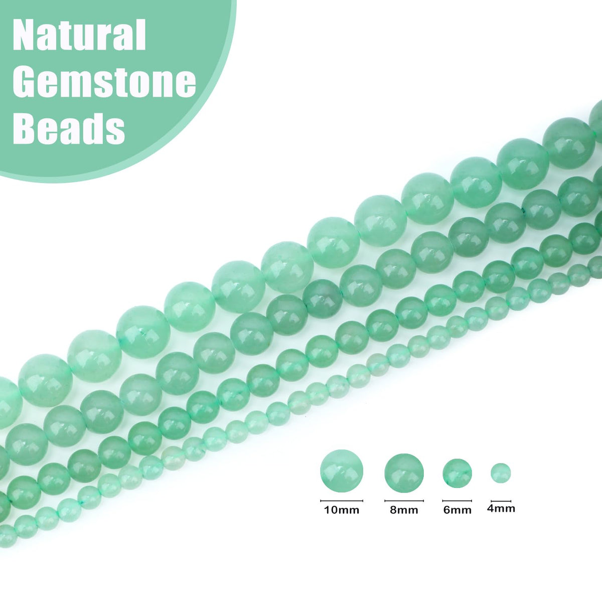 CMBYN Natural Stone Beads Round Genuine Real Stone Beading Strand Loose Gemstones DIY Smooth Bead for Bracelet Necklace Earrings Jewelry Making (Green Aventurine, 6mm 60 Pieces)