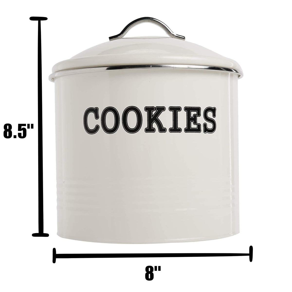 JOEY'Z Large 1.25 Gallon Airtight Cookie Jar with Lid - Large Cookie Jars with Lids, Ivory Counter Decorative - Makes a Great Dog Treat Jar