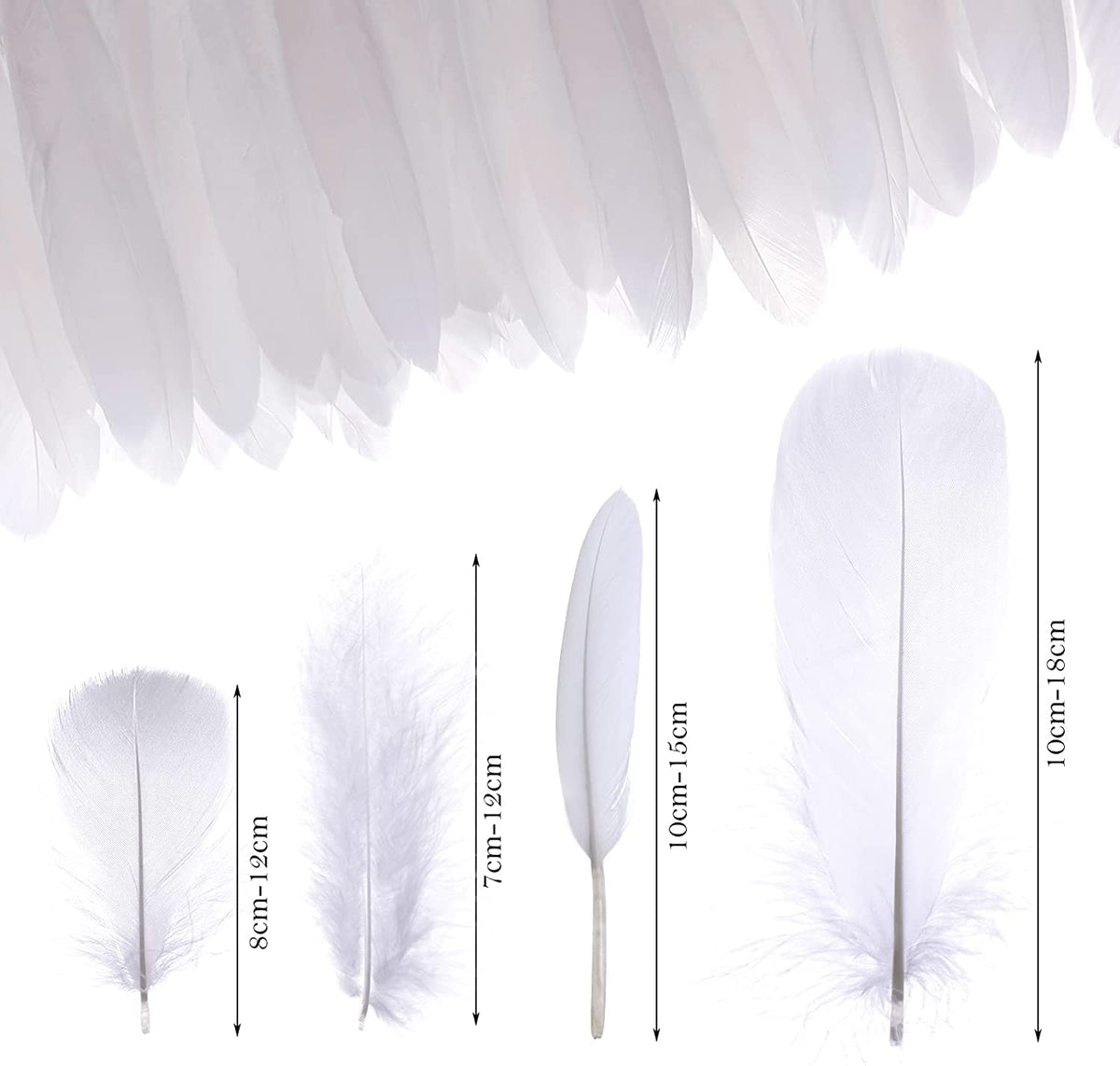MWOOT 400Pcs Black White Feathers, 4 Assorted Crafts Feathers for Halloween Costume Wings Dream Catchers DIY Christmas Tree Wreath Wedding Decor Art Handmade