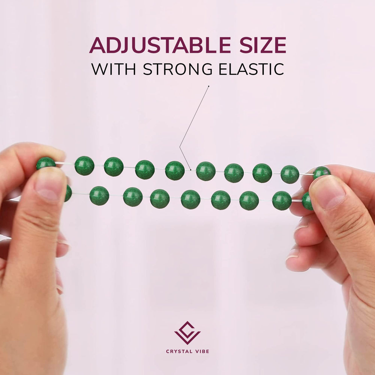 Crystal Vibe Green Jade Bracelet - Healing Crystal Wealth Bracelet - Jade Beaded Bracelet for Women Men - Bring Good Luck Prosperity and Emotional Balance - Adjustable Size
