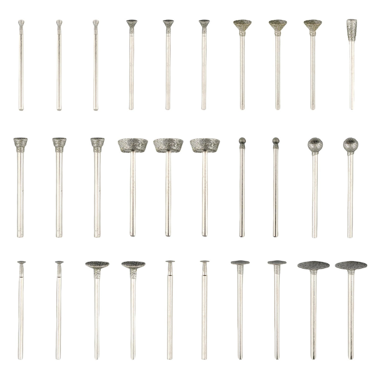 Orialvenka 30Pcs Diamond Grinding Bit Polishing Kit Compatible with Dremel Stone Carving Set Diamond Bits 1/8" (2.35mm/3mm) Shank Accessories for Stone Glass Ceramics Carving, Polishing, Grinding