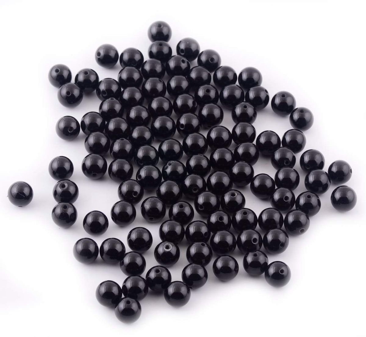 Natural Stone Beads 100pcs 10mm Black Obsidian Round Genuine Real Stone Beading Loose Gemstone Hole Size 1mm DIY Charm Smooth Beads for Bracelet Necklae Earrings Jewelry Making (Black Obsidian, 10mm)