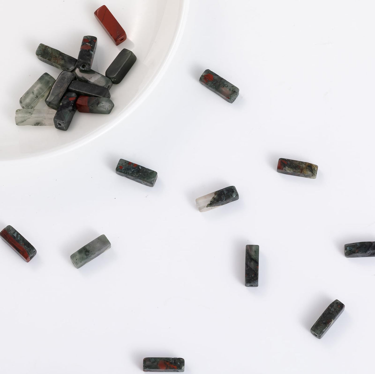 Natural Bloodstone Rectangle Tube Beads 4x13mm 38cm/str Loose Semi Gemstone Stone Beads for Making Bracelets Necklace Earrings