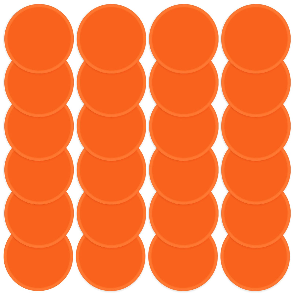 TuXHui Poly Spots 4 inch Flat Cones Spot Markers for Gym/PE Training, Dance, 24 Pcs Non-Slip Rubber Floor Dots Flat Disc Markers for Soccer Basketball Sports Agility Drills, Classroom Activities