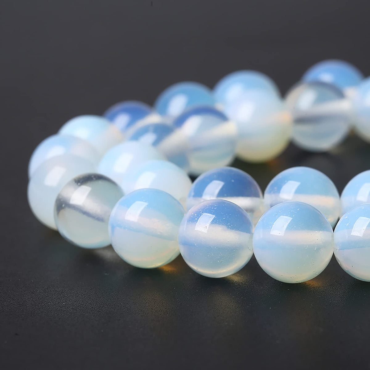 10mm 36pcs AAA Natural Stone Beads White Opal Round Loose Crystal Energy Healing Power Stone Beads for Jewelry Making DIY Bracelet (10mm, White Opal Stone)