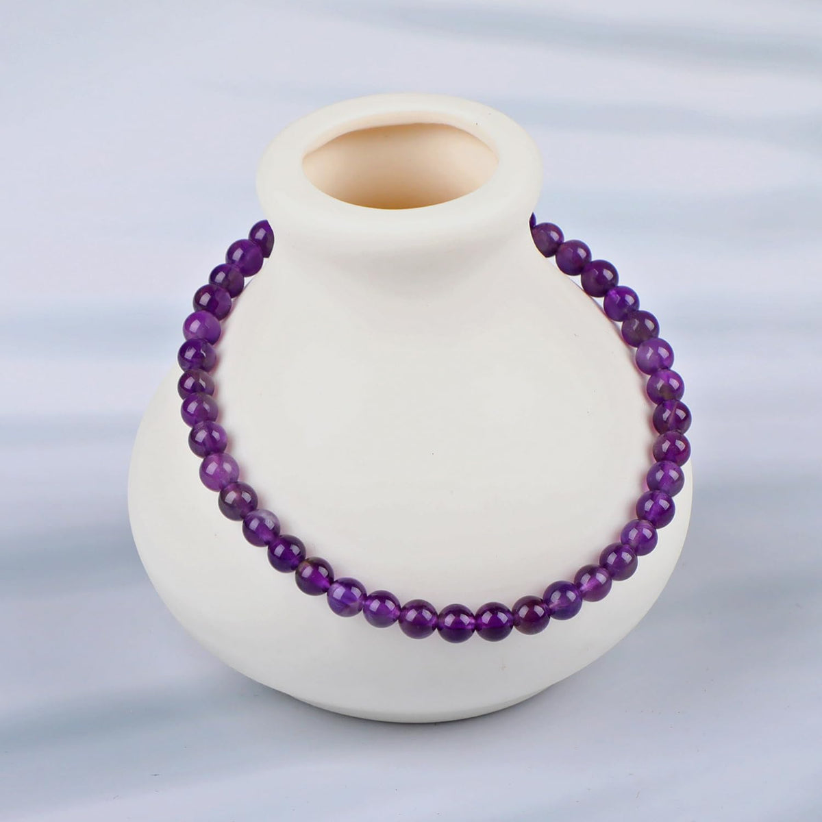 LPBeads Handmade Natural Gemstone Stretch Elastic 4m Amethyst Bracelet Healing Crystal Round Stone Beads Jewelry Gifts for Women Men