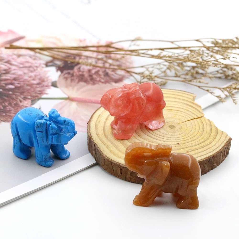Dragon Bloodstone Crystal Elephant Pocket Guardian Figurine Elephant Statue 1.5 inch for Healing Reiki Spiritual Gift Cute Meditation Office Room Desk Decor