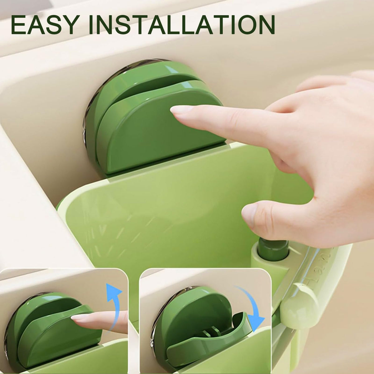 LLQ 2PACK Sink Strainer Basket,2025 New Upgraded Suction Cup Press Sink Drainer Basket,Automatic Dumping Sink Strainer Basket,Faucet Sponge Storage Rack (Yellow + Green)