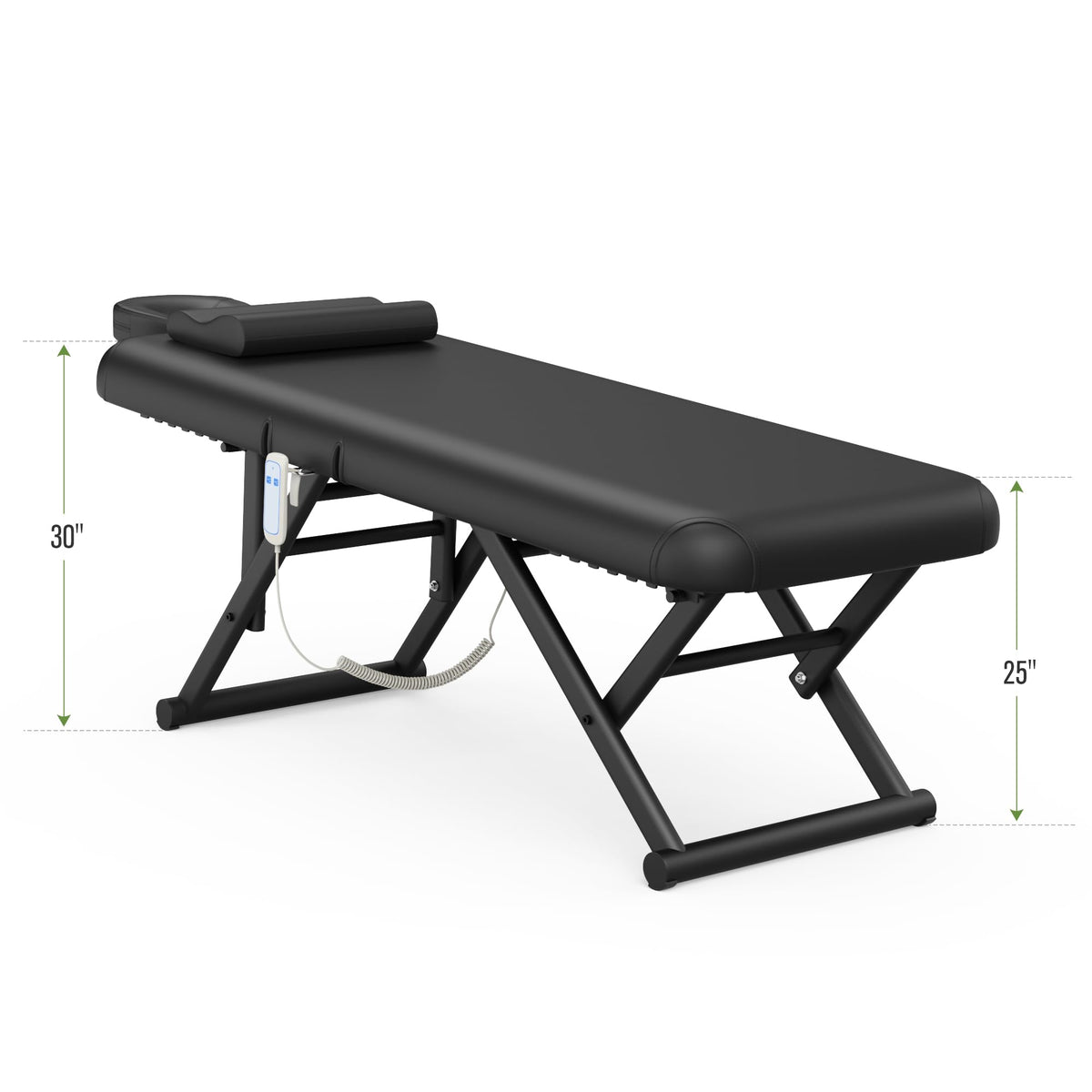 pouseayar Adjustable Massage Table with Face Pillow & Headrest, Sturdy and Solid, Silent and Easy to Adjust - Adjustable Backrest, Electric Leg Lifting, Black