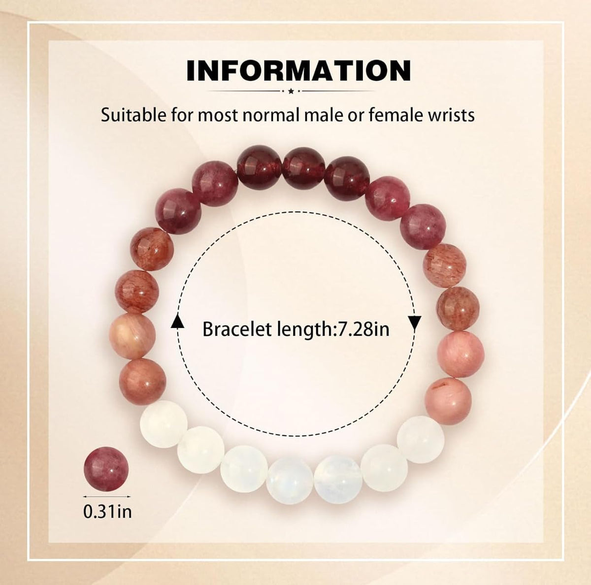 TUQBA Love Energy Crystal Bracelet for Women Garnet, Quartz, Rose Quartz, Rhodonite, Moonstone for Mothers Days Gift, Birthday, Christmas Healing Gemstone Bracelet