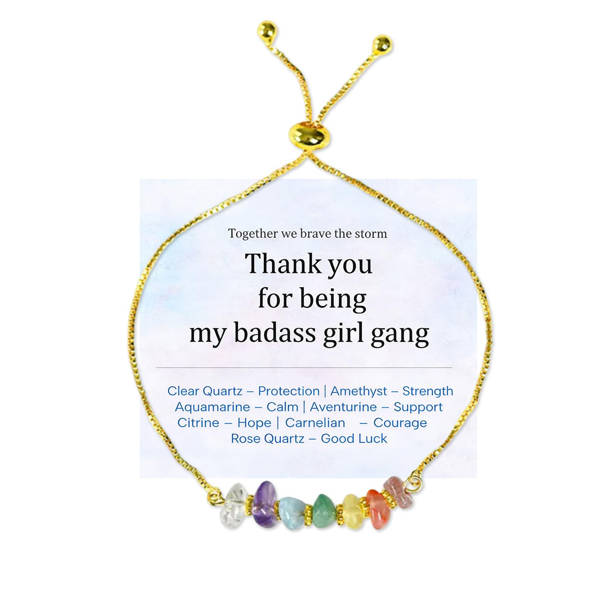 Women Gang Spell Raw Crystal Bracelet,Natural Gemstone 7 Chakra Healing Crystal Bracelets Adjustable 14K Gold Plated Spiritual Beaded Bracelet for Birthday,Christmas, Friends Coworkers Daughter (Gold)