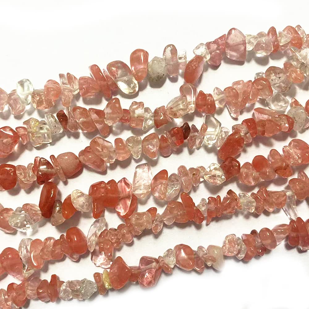 PLTbeads 7-8mm Natural Cherry Quartz Gemstone Chips Beads Healing Crystals Waist Bracelets Necklace Kit Irregular Stone DIY Crafts Design Jewelry Making