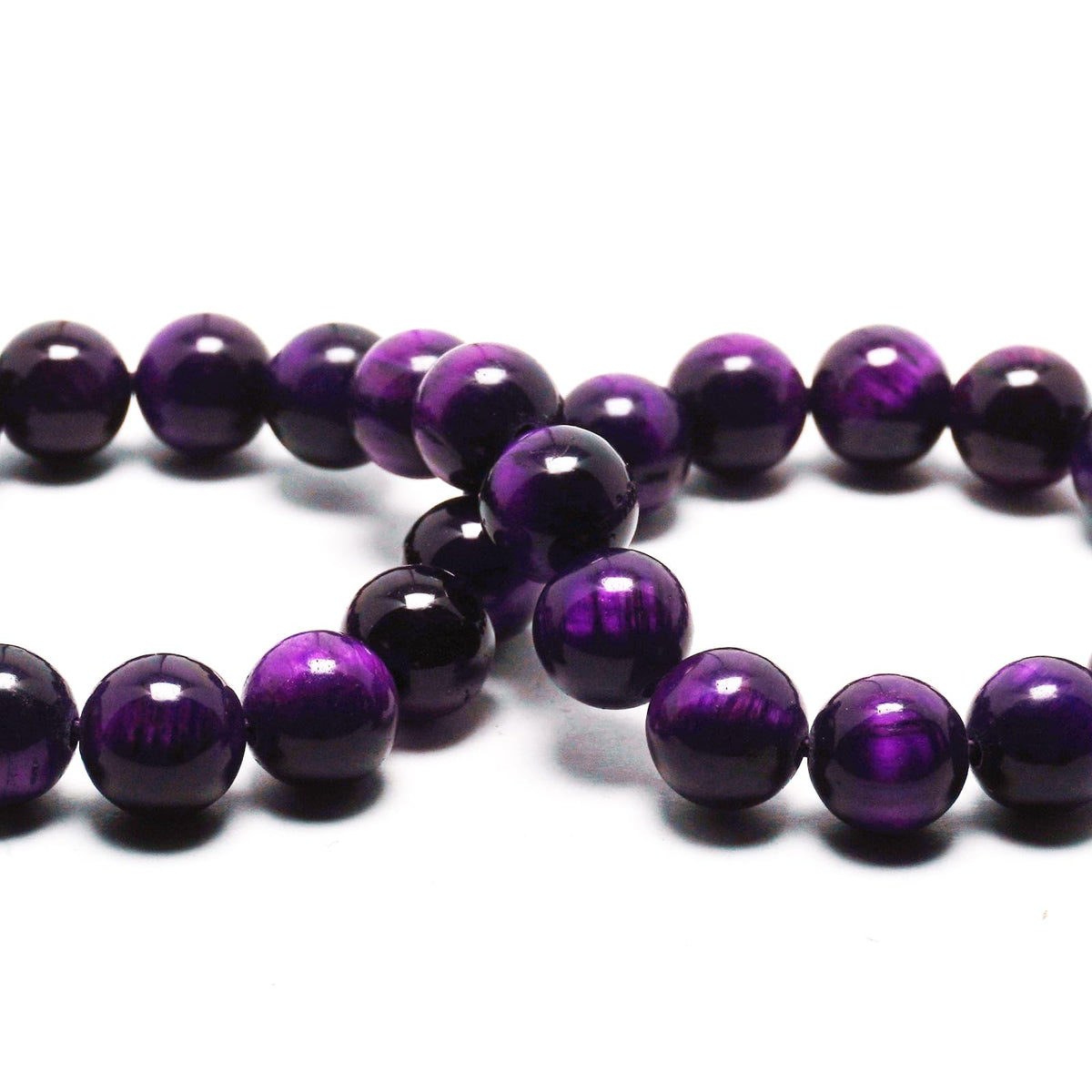 DIQIO Natural Purple Tiger Eye Beads for Jewelry Making - Stone Beads Gemstone Beads for Bracelets, 6mm Crystal Round Loose Beads(58-60pcs, 6mm, Purple Tiger Eye)