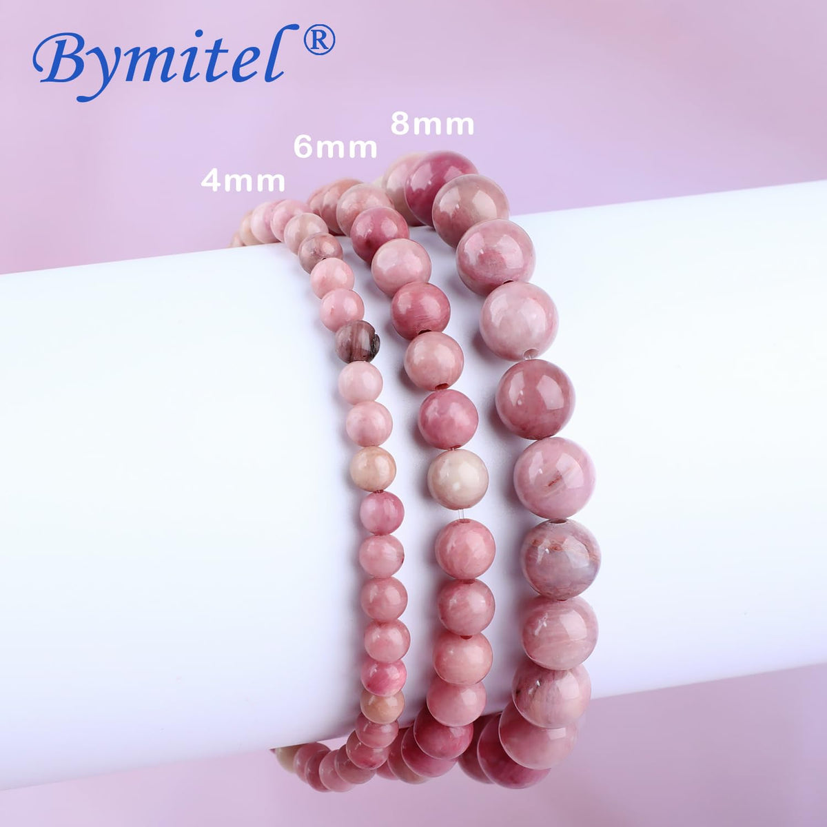 Bymitel 6mm Rhodochrosite - Handmade Reiki Gemstone Stretch Bracelet, Natural Beauty & Spiritual Essence, Crystal Healing for Unisex Adults