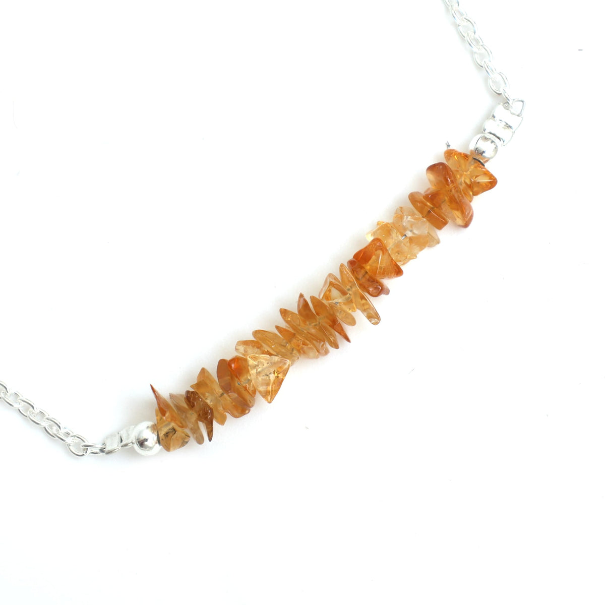 Gempires Natural Gemstone Chip Bar Bracelet for Women, Crystal Healing Bracelet, Multiple Gemstone Options, Adjustable Yellow Gold Plated Chain (7” + 1” Extender), Dainty Stackable Jewelry Gift for Her (Citrine)