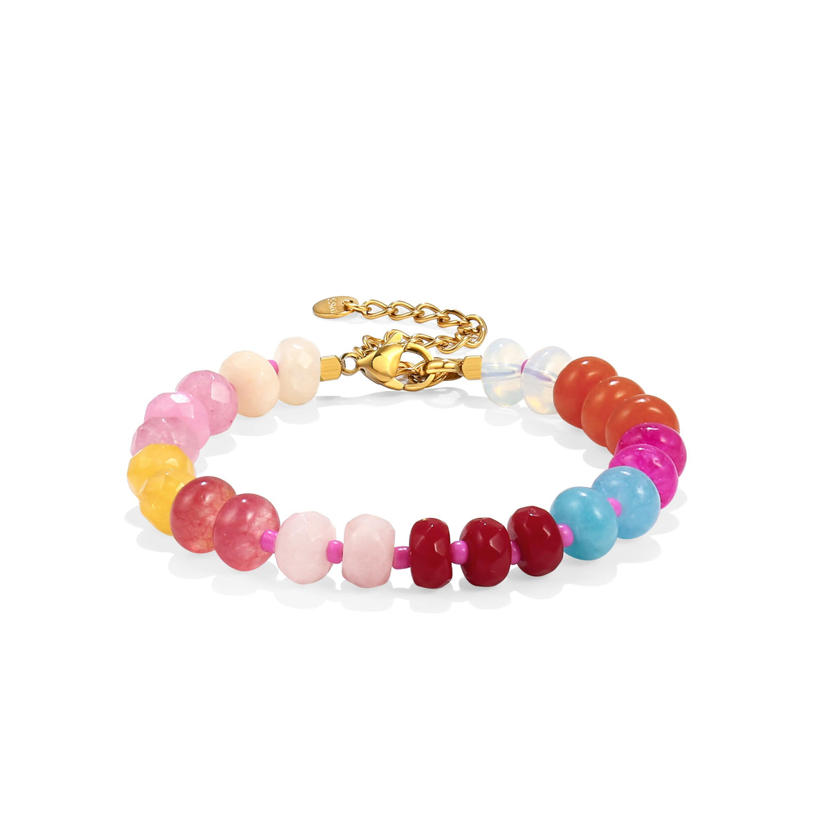 Badu Gemstone Beaded Bracelet for Women Colorful Natural Stone Freshwater Pearl Surfer Beach Rainbow Bracelet Jewelry Gift