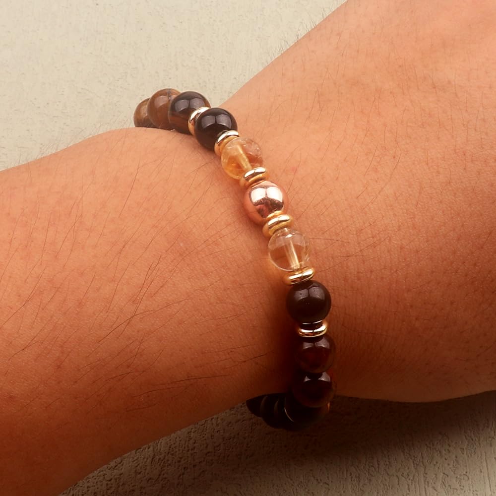KSQS Healing Stone Bead Bracelet for Women, Natural Gemstones Balance Protection Bracelet, Spiritual Crystal Beads Bracelet Anxiety Relief with Meaning Card(#19)