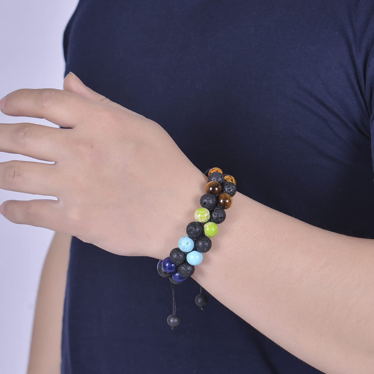 GelConnie Chakra Healing Bracelet Lava Rock 7 Chakra Bead Bracelets Stress Relief Yoga Beads Anxiety Bracelet Aromatherapy Essential Oil Diffuser Bracelet Bangle for Women Birthday Gift