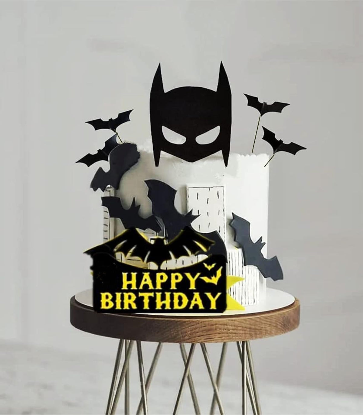 Superhero Cake Topper Bat Cake Decor - Happy Birthday Decorations for Hero Themed Party Supplies