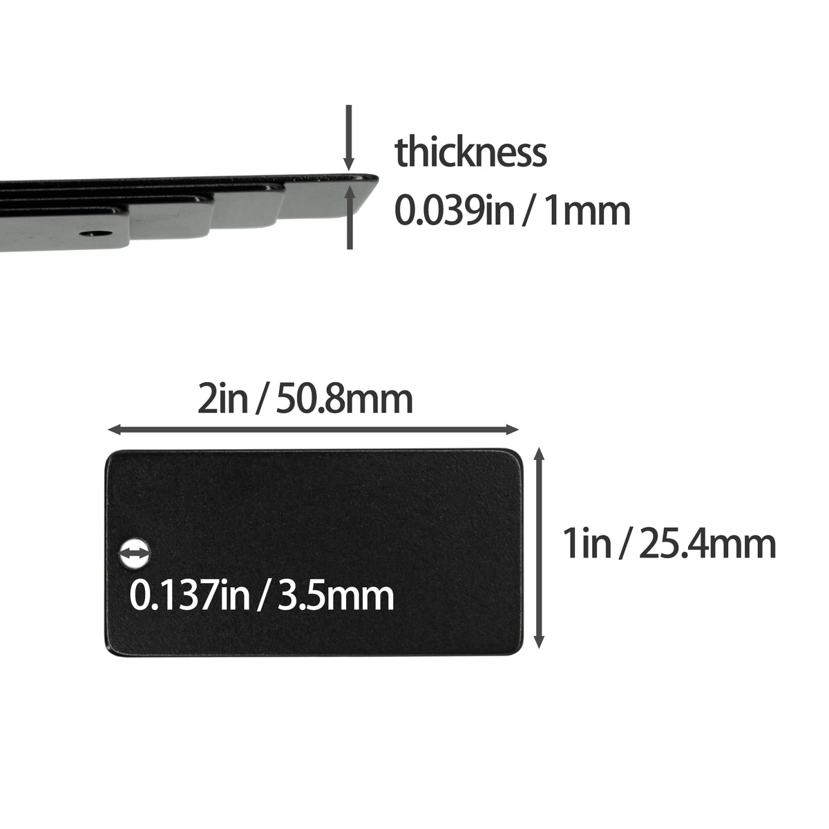 StayMax Aluminum Engraving Blanks Rectangle Blank Tags 1 Inch x 2 Inch 25 Pack (Black)