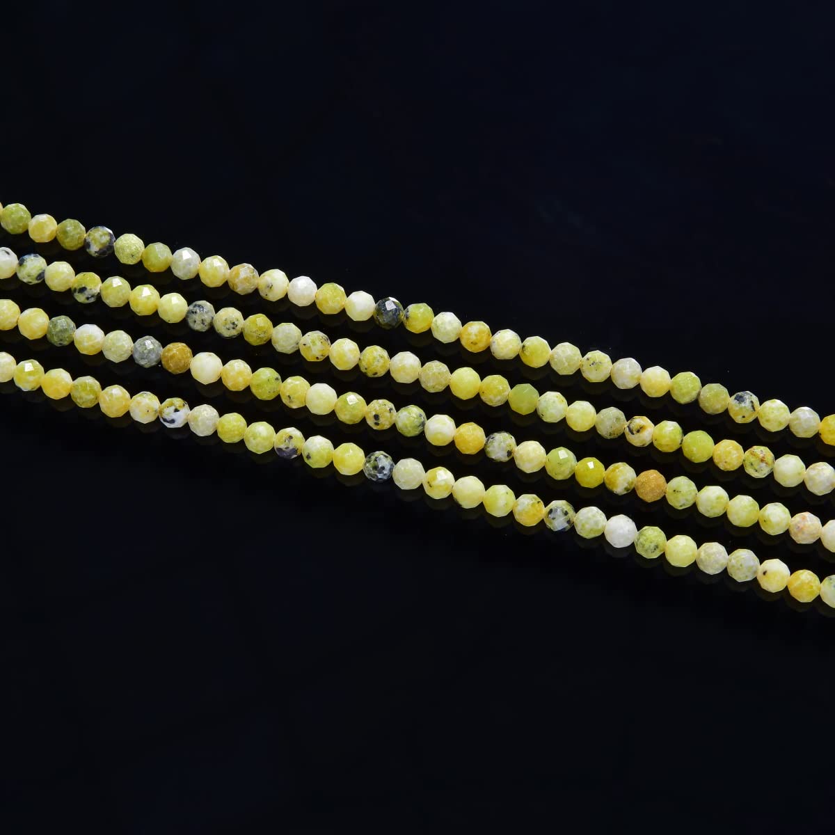 Adabele 30 Inch Natural Yellow Turquoise Healing Gemstone 4mm (0.16 Inch) Tiny Small Faceted Round Loose Beads Stone Spacer (160-180pcs) for Craft Jewelry Making GK4-17
