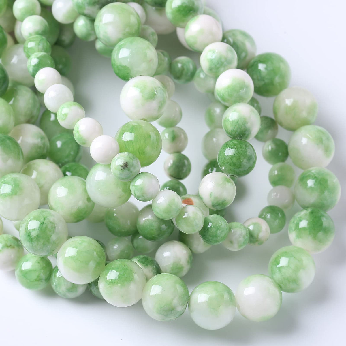 45pcs 8mm Natural Green White Persian Jade Stone Round Beads for Jewelry Making Loose Spacer Beads DIY Bracelets Necklaces 15" (8mm, Green Persian Jade)