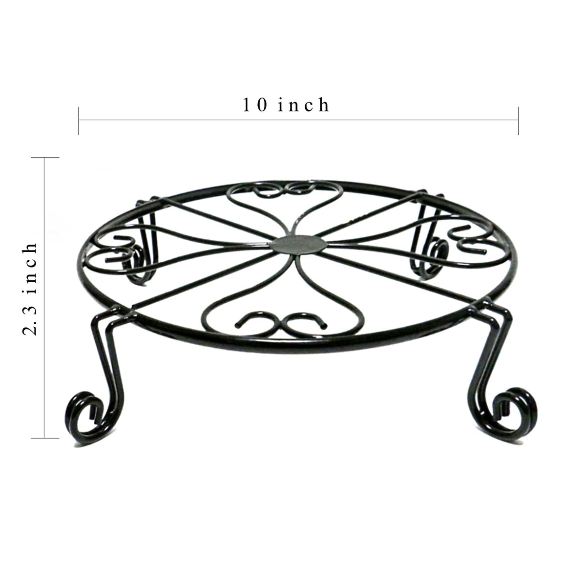 NSYOOMH 2 pack 10" Rustproof Black Metal Plant Stands Heavy Duty Plants Holder Outdoor Indoor, Round Wrought Iron Sturdy Flower Planter Pot Stand, Corner Gardening Inside Potted Plant Risers - 10Inch