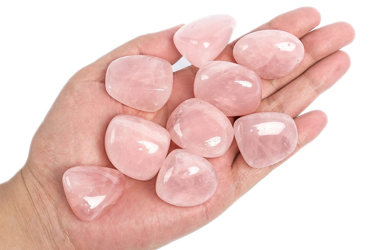 ZenQ 1/2 lb Tumbled Rose Quartz Stones for Wicca, Reiki, and Energy Crystal Healing, Natural Rose Quartz Crystal from Brazil