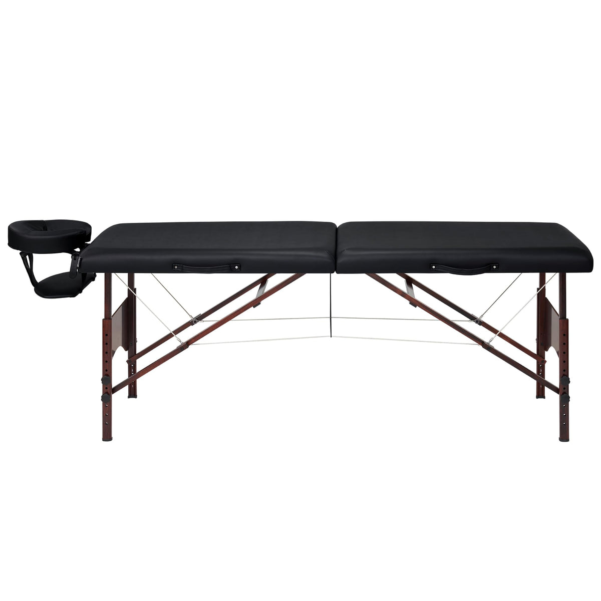Master Massage Argo 28" Portable Massage Table with Walnut Legs – Spa Bed, Lash Table, Tattoo Bed, Beauty Bed – Black