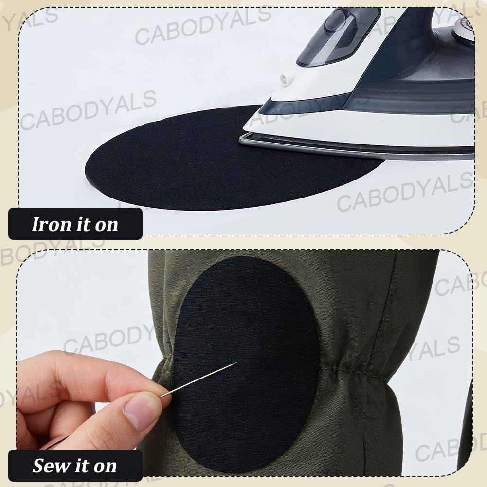 CABODYALS 28Pcs 7 Colors Mixed Color Oval Shapes Iron On Knee Elbow Patch Elbow Suede Fabric Appliques Cloth Knee Repair Polyester Adhesive Patches for Jeans Shirts Dress Clothing DIY Craft Supply