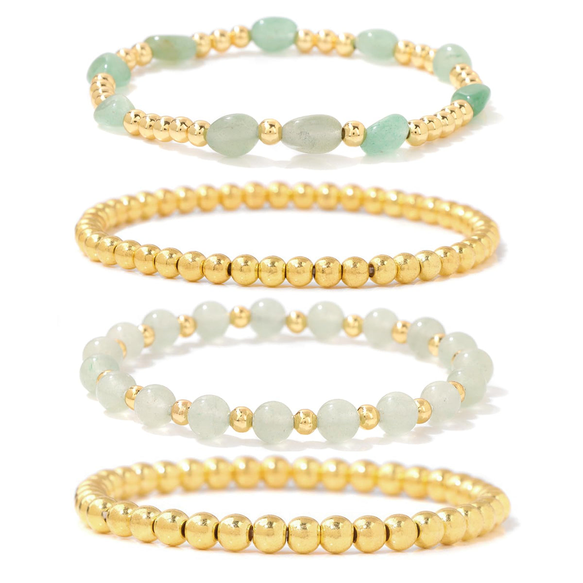 MORIANCE Aventurine Bracelet for Women Aventurine Crystal Jewelry Gold Bracelets for Women Stack Gold Bead Bracelets Green Beaded Crystal Gemstone Bracelet