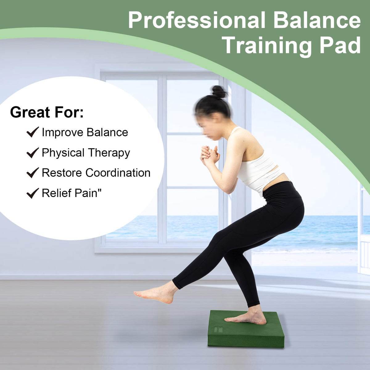 StrongTek Extra Wide Foam Balance Pad for Physical Therapy, 19" X 15.8" X 2.4", High-Density TPE Foam Pad for Exercise, Enhanced Stability, Core Strength, Non-Slip & Water-Resistant, for Fitness, Yoga