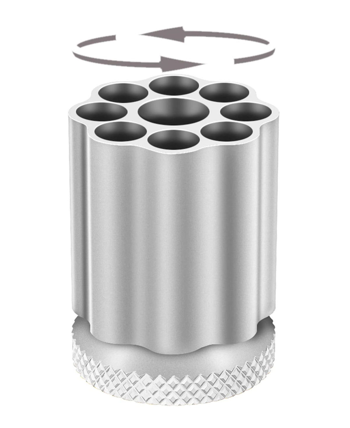 QIAN76 Rotating Revolver Pen Holder, Gun Cylinder Pen Holders, Favorite Pencil Holder and Perfect Stationery Supplies (Silver)