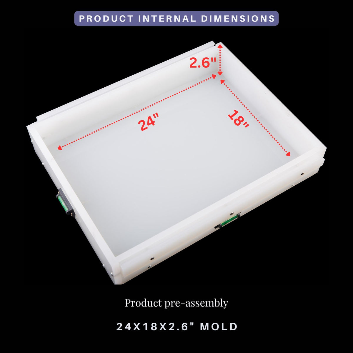 Kalinta Epoxy Mold with Divider, Kalinta 24x 18x 2.6inch Reusable Large Rectangle Epoxy Resin Form Integrated Clamping System for Table,Cutting Board
