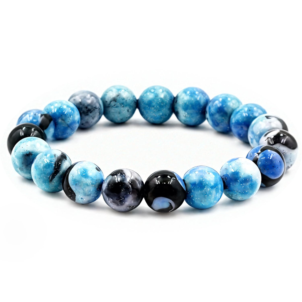 PZTIIY Natural Energy Healing Stone Charm Bracelet 10mm Natural Energy Healing Lava Rock Bracelet - Unisex (Large)