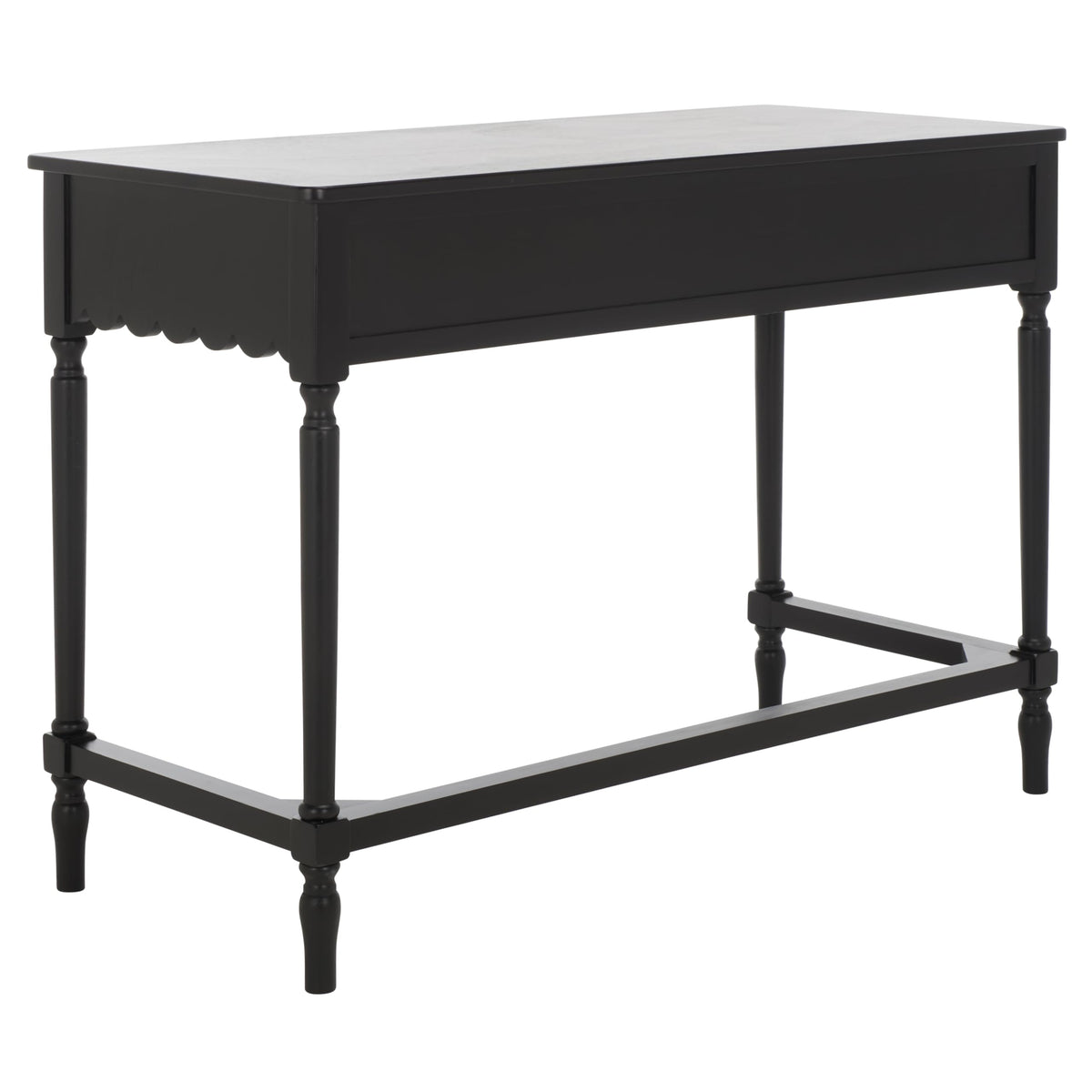 SAFAVIEH Furniture - Haven 2-Drawer Writing Desk - Matte Black - Solid Wood - Classic Storage Design - Ideal for Home Office, Den, Living Room, 42.1" W x 18.9" D x 29.5" H (DSK5715B)