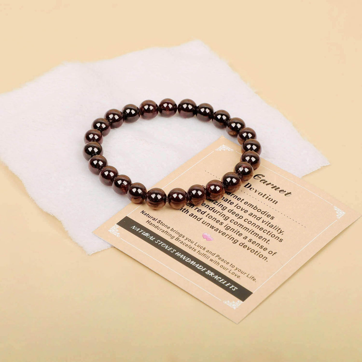 AD Beads Handmade Gemstone Stretch Elastic Bracelet Crystal Healing Reiki Nature's Beauty and Spiritual Essence Unisex (4mm, Garnet (Devotion))