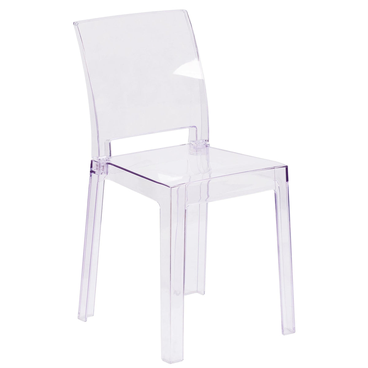 Flash Furniture McKenna 4 Pack Ghost Chair with Square Back in Transparent Crystal