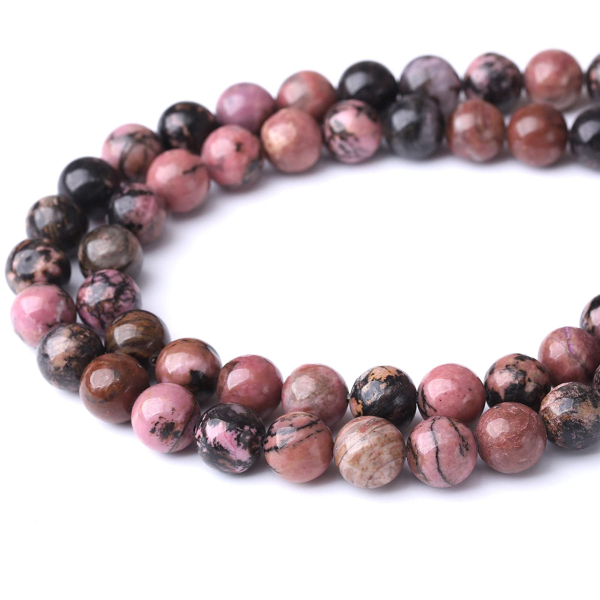 36PCS 10MM Natural Black Line Rhodochrosite Stone Beads Energy Healing Beads for DIY Jewelry Bracelet Necklace Making for Jewelry Making15Inch