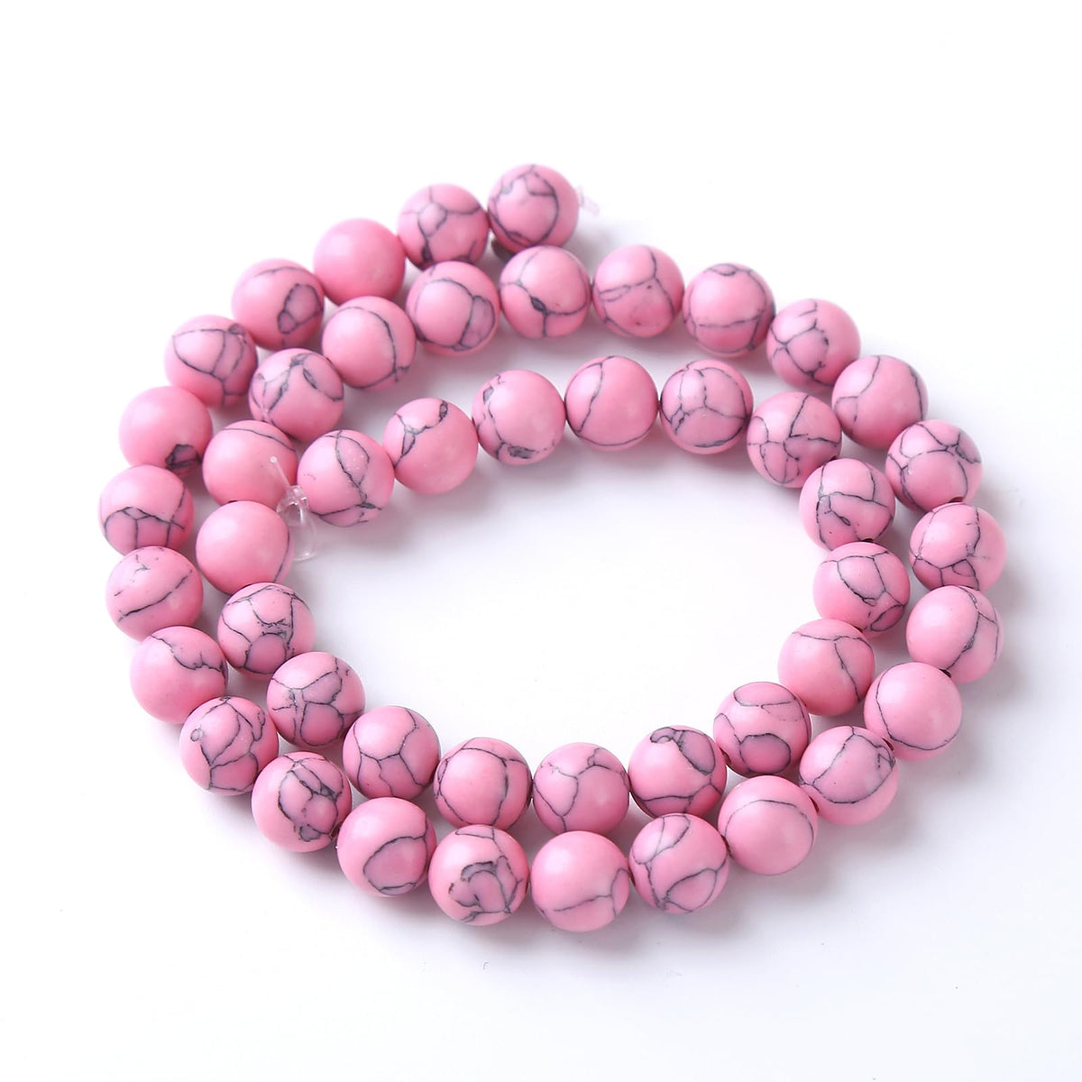 75PCS 10MM Pink Turquoise Spacer 2 Strands Loose Beads for Jewelry Making DIY Bracelet Necklace